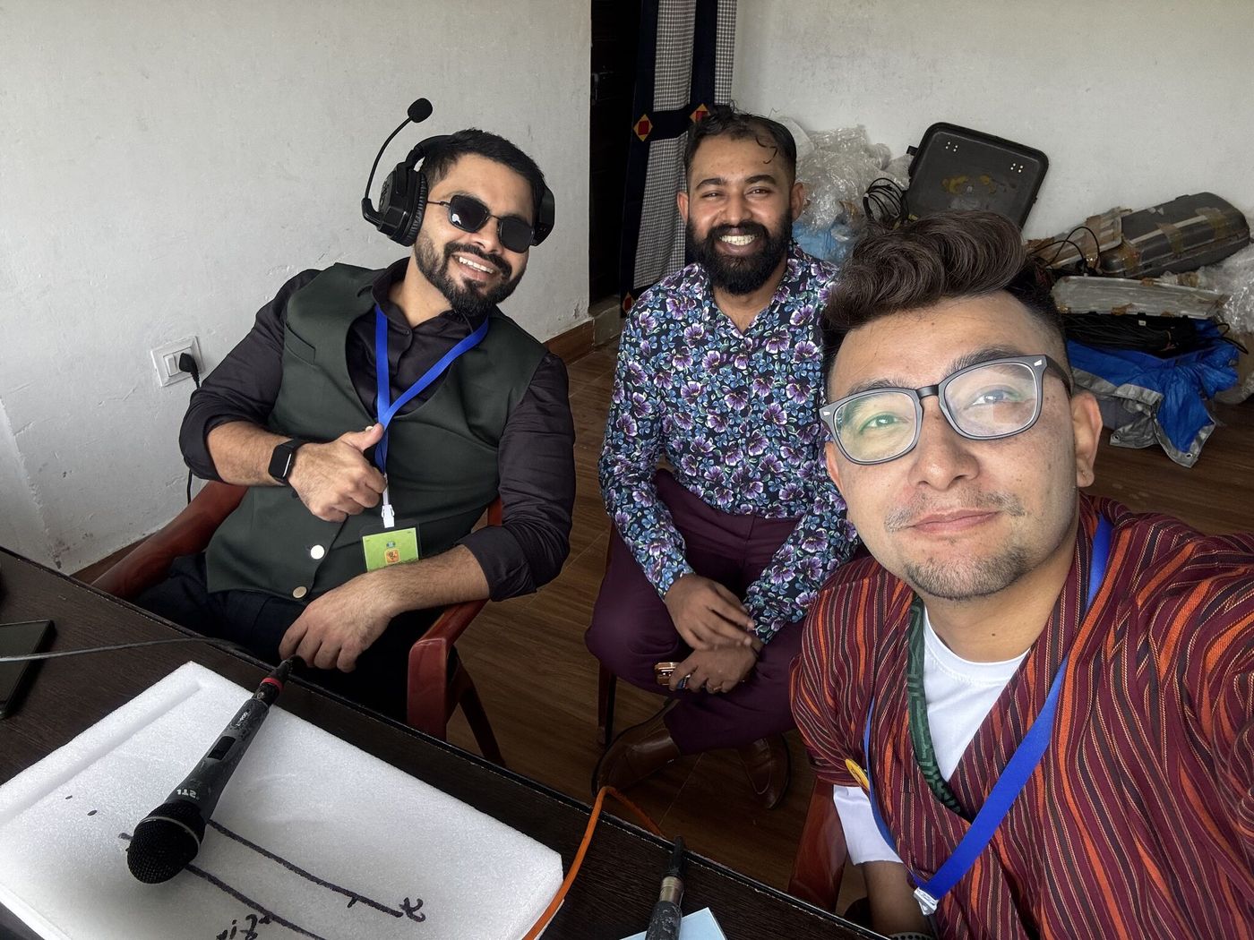 In the box with fellow commentators