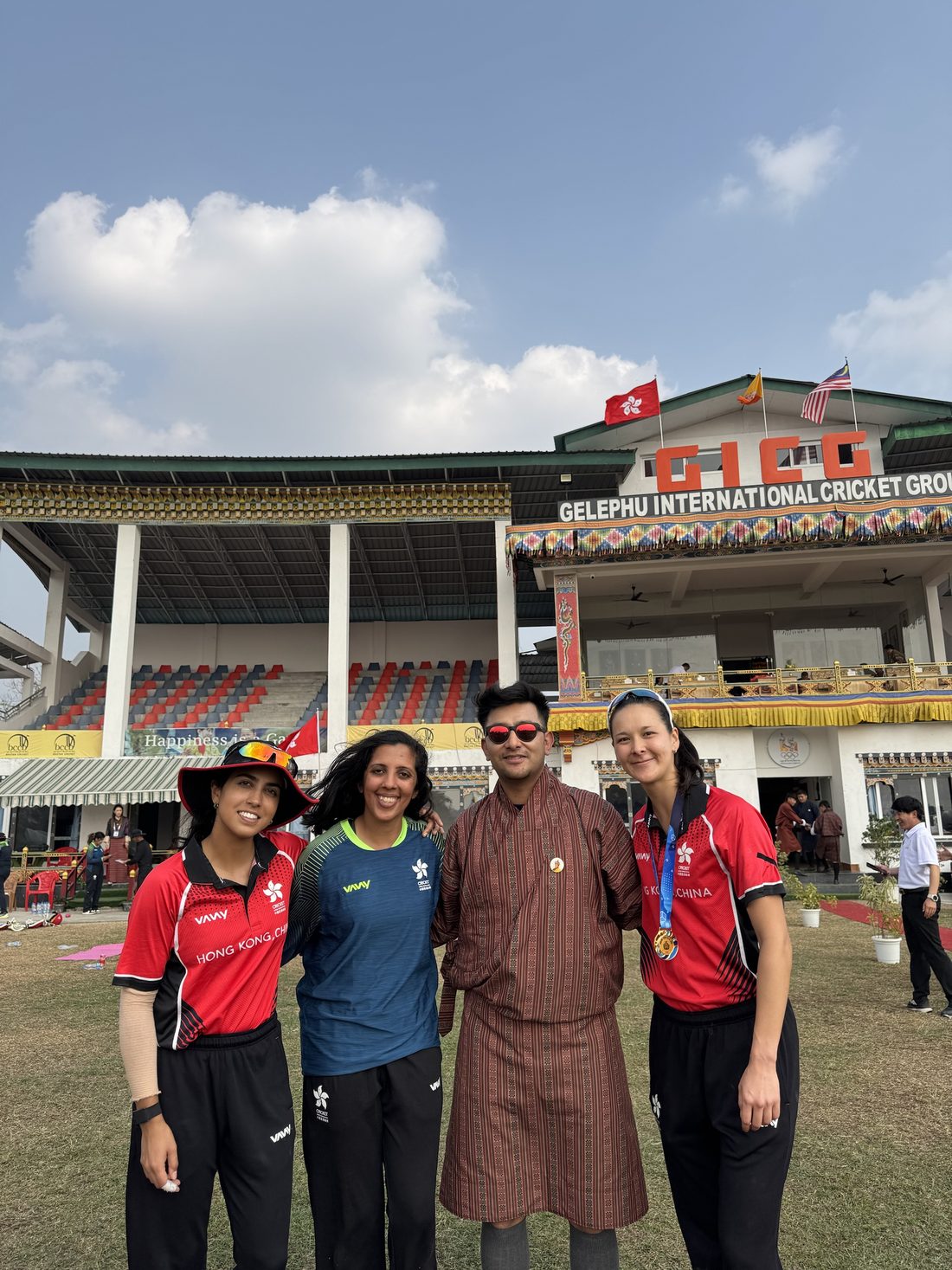 With Hong Kong, China players at Gelephu International Cricket Ground