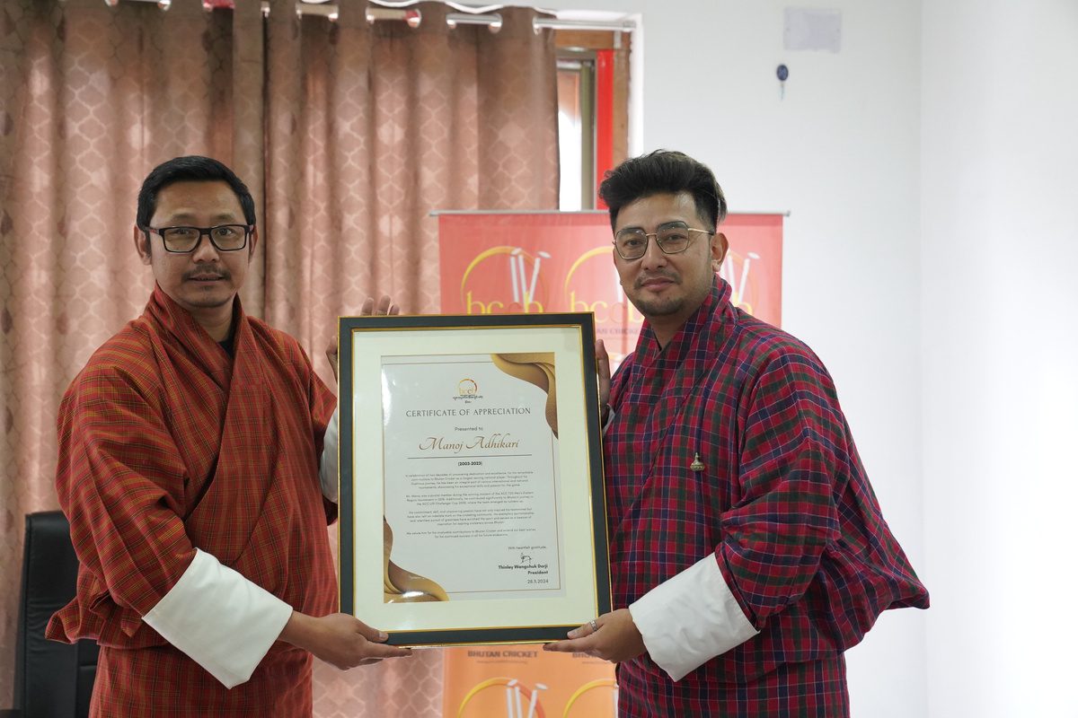 Receiving a certificate of appreciation.